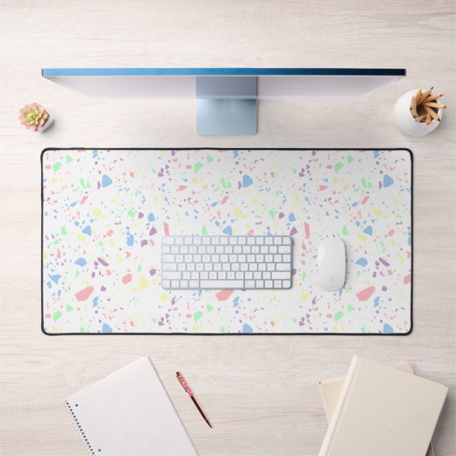 Girly Pastel Arc-en-ciel blanc Motif Abstrait (Bureau 1)