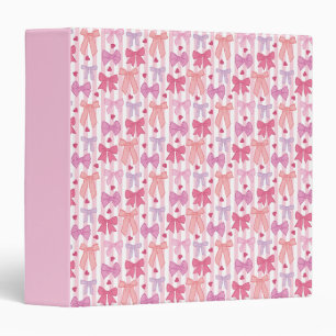 Girly Pastel Bows and Stripes Binder