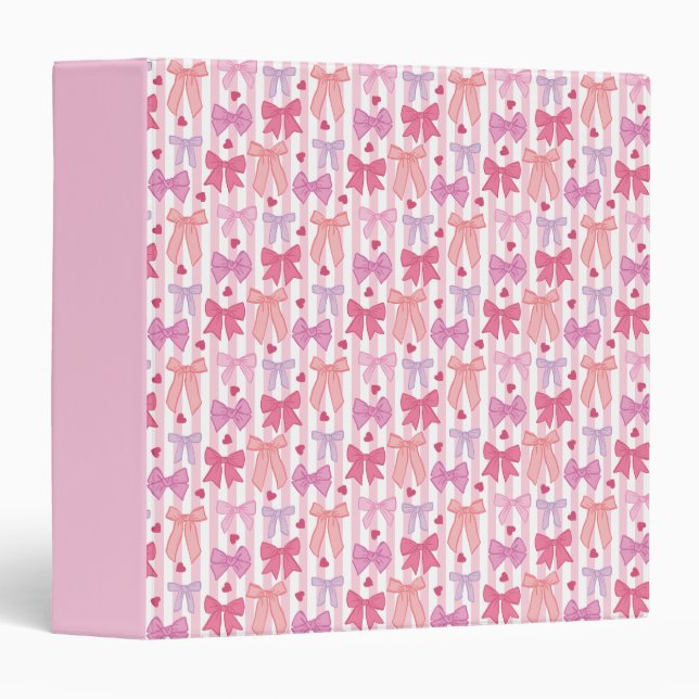 Girly Pastel Bows and Stripes Binder (Front/Spine)