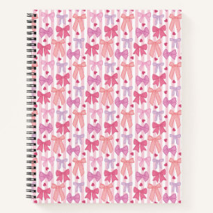 Girly Pastel Bows and Stripes Notebook