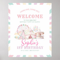 Girly Pastel Colour Carnival Circus Kids Birthday