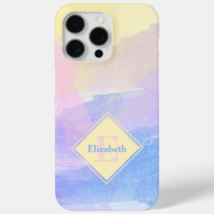 Girly Pastel Colours Watercolor Monogram and Name iPhone 15 Pro Max Case