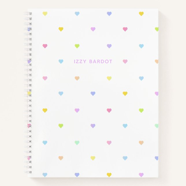 Girly Pastel Hearts Pattern Notebook (Front)