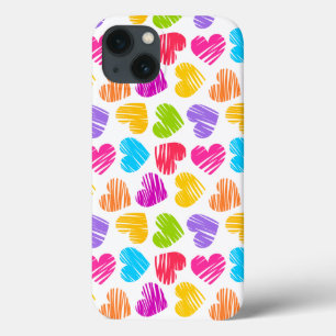 Girly pastel love hearts pattern iPhone 13 case