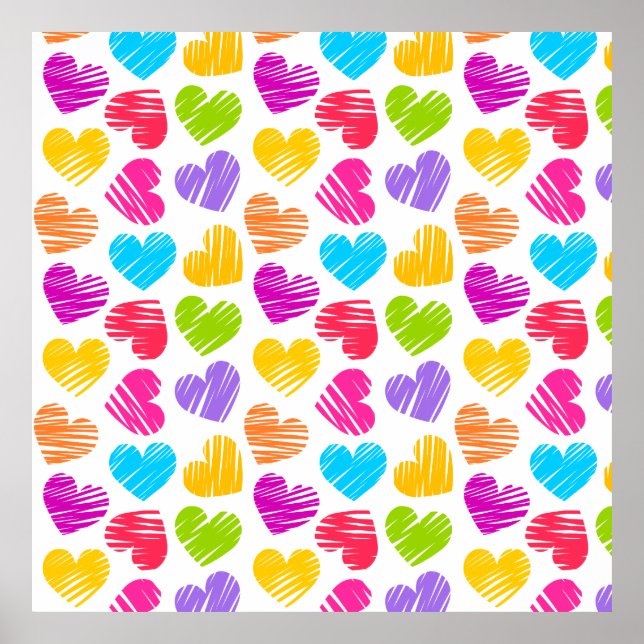 Girly pastel love hearts pattern poster (Front)