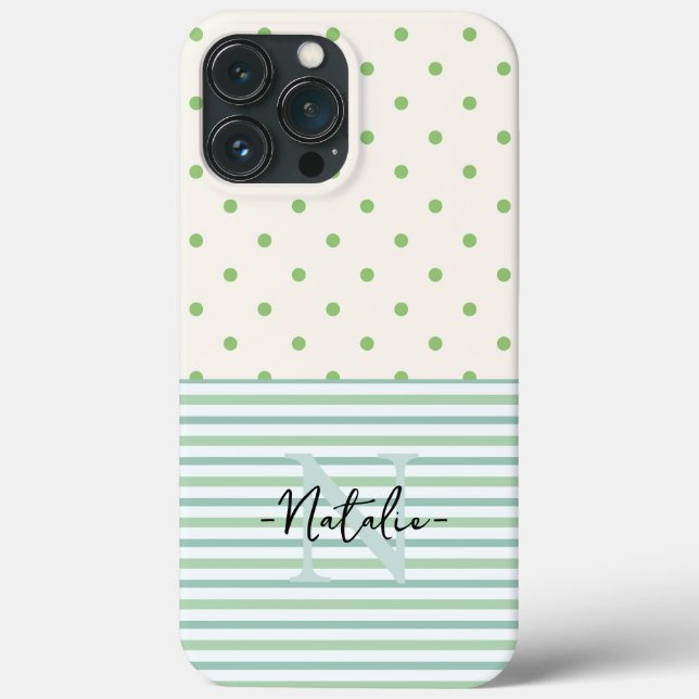 Girly pastel monogrammed Pretty pattern l green Case-Mate iPhone Case (Back)