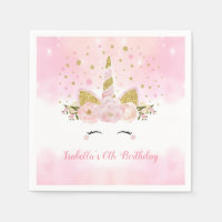 Girly Pastel Pink Gold Floral Birthday Party