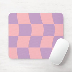 Girly Pastel Pink Purple Wavy Chequered Mouse Pad