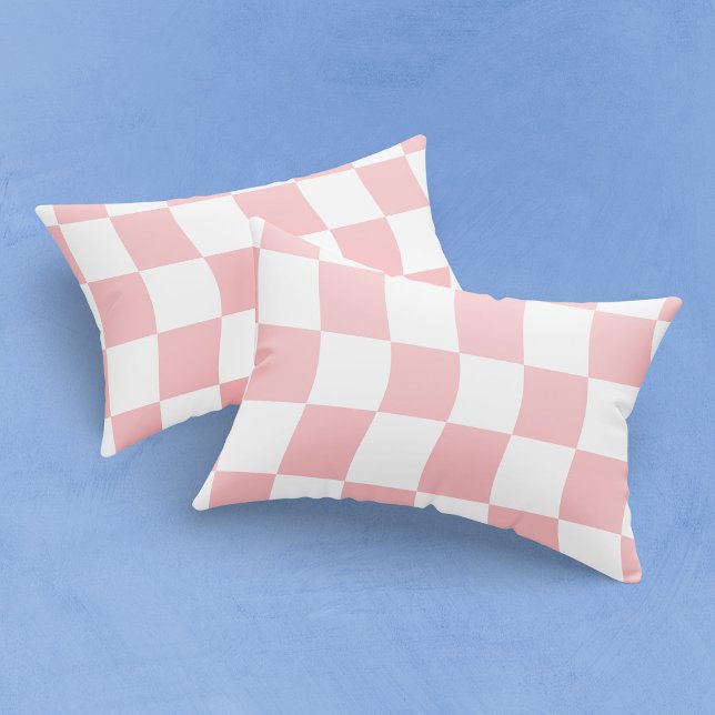 Girly Pastel Pink White Wavy Chequered Pillowcase (Creator Uploaded)