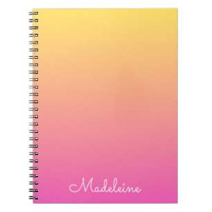 Girly Pastel Yellow and Pink Gradient Notebook