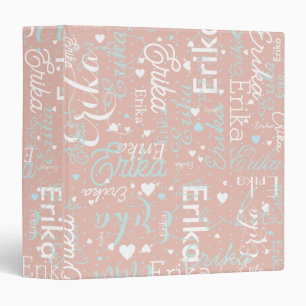 Girly Pattern Calligraphy Blush Pink Binder