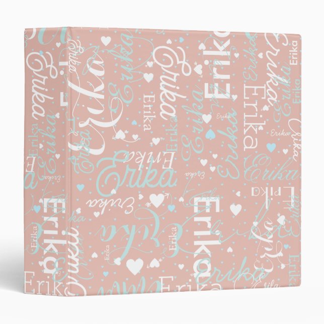 Girly Pattern Calligraphy Blush Pink  Binder (Front/Spine)