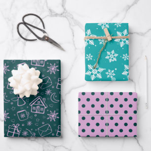 Girly Pattern Gift Christmas Holiday Wrapping Paper Sheet