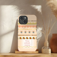 Girly Peach Checks Gold Accents Hearts Bees Bible