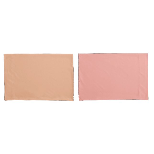 Girly Peach Orange Minimalist Reversible  Pillowcase (Front-Set)