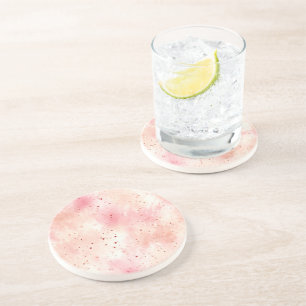 Girly Peach Pink Abstract Coaster