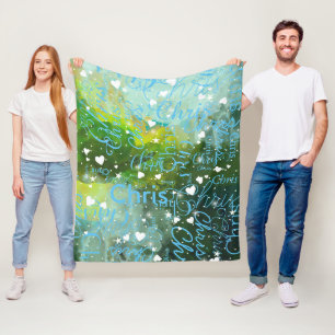 Girly Personalized Abstract Bluish Fleece Blanket