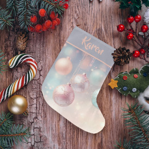 Girly Personalized Christmas Pink ornaments Large Christmas Stocking