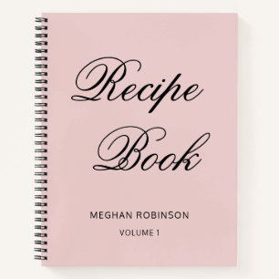 Girly Personalized Cookbook Blush Recipe Notebook