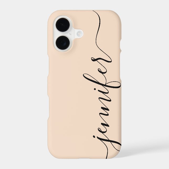 Girly Personalized Name, Fancy Script, Linen/Black (Back)