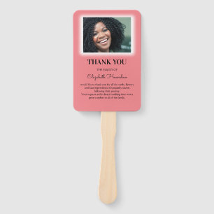 Girly Personalized Photo Funeral Thank You Favour Hand Fan