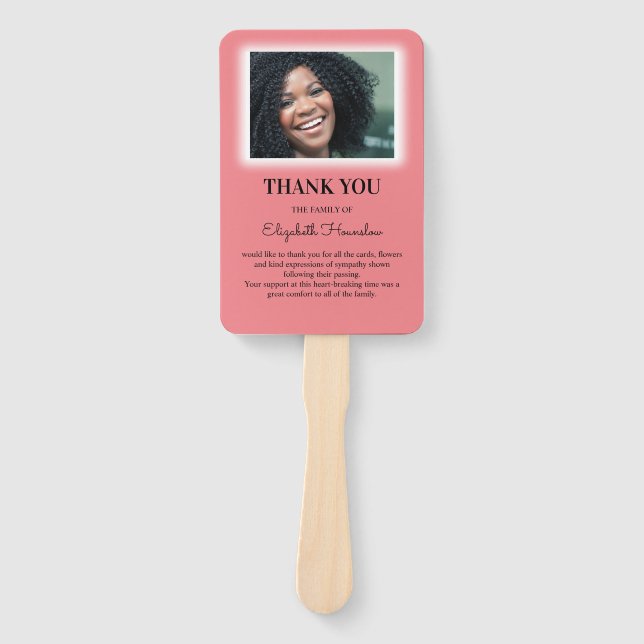 Girly Personalized Photo Funeral Thank You Favour Hand Fan (Front)