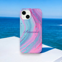 Girly Personalized Pink and Blue Swirls