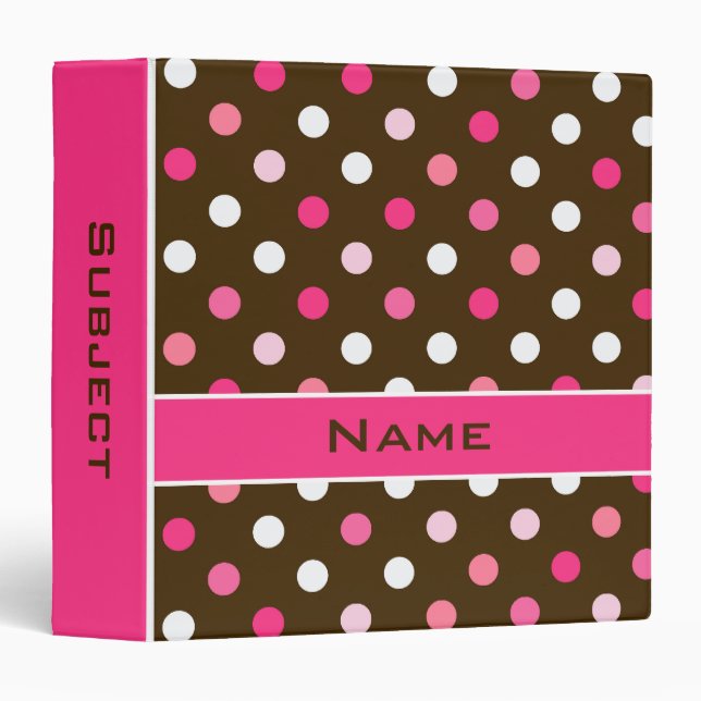 Girly Personalized Polka Dots School Binder (Front/Spine)