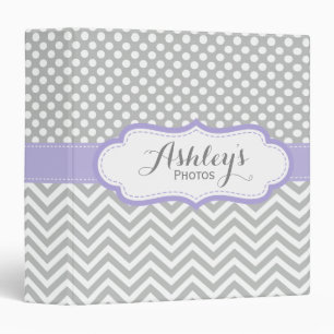 Girly Personalized Purple Grey Photo Binder