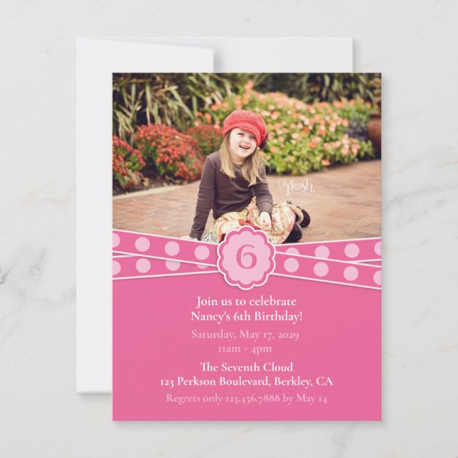 Girly Photo Birthday Invitation (Front)