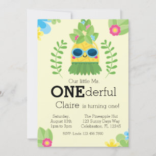Girly Pineapple Ms. Onederful First  Invitation