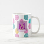 Girly Pineapples Monogram Coffee Mug<br><div class="desc">This girly monogram coffee mug is great for the pineapple lover.  Sweet pineapples adorn the design in shades of blue,  purple and pink on a white background.  Makes the perfect gift for a loved one.  Customize yours today!  

Artwork created by: AMBillustrations 
http://www.etsy.com/shop/AMBillustrations/</div>