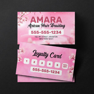 Girly Pink African Hair Braiding Photo Braider Loyalty Card