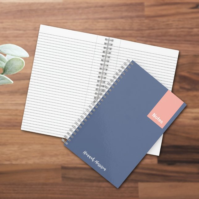 Girly Pink and Blue Monogrammed Full Name Notes Notebook (Creator Uploaded)