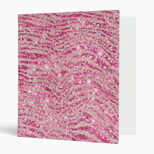 Girly Pink and Blush Glitter Zebra Binder