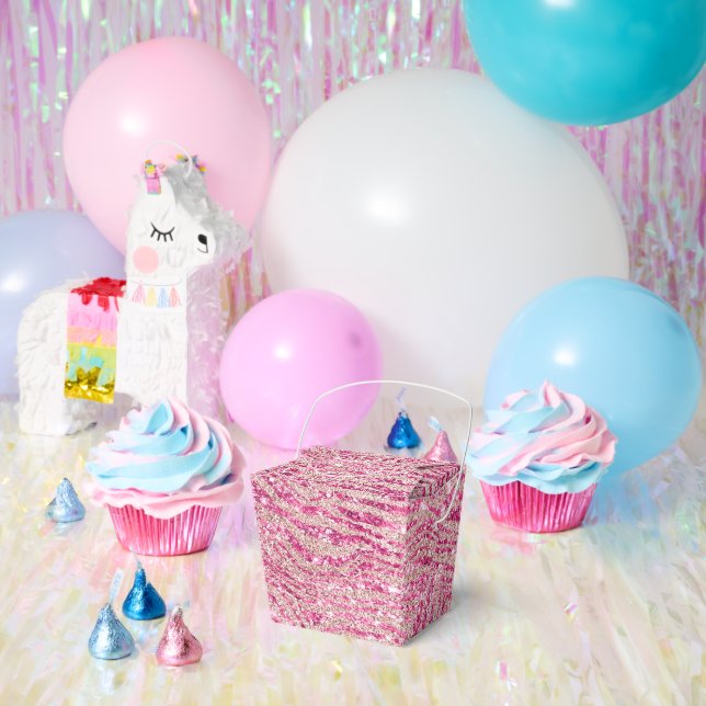 Girly Pink and Blush Glitter Zebra Favor Box (Party)