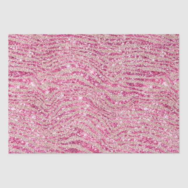 Girly Pink and Blush Glitter Zebra Tissue Paper (Front)