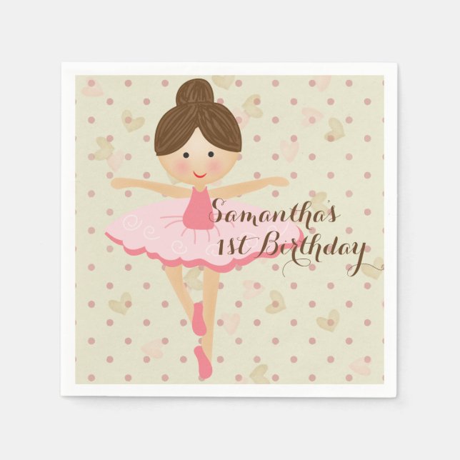 Girly Pink and Dreamy Ballerina Napkin (Front)
