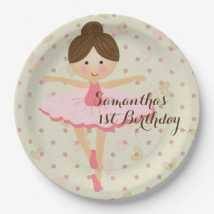 Girly Pink and Dreamy Ballerina Paper Plate
