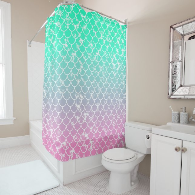 Girly Pink and Green Mermaid Pattern (In Situ)