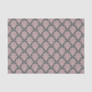 Girly Pink and Grey Damask Tissue Paper