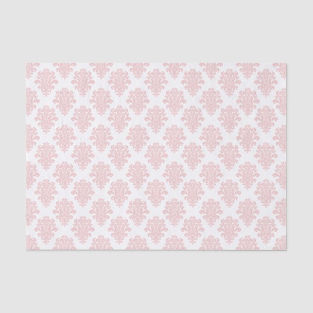 Girly Pink and Grey Damask Tissue Paper (Front)