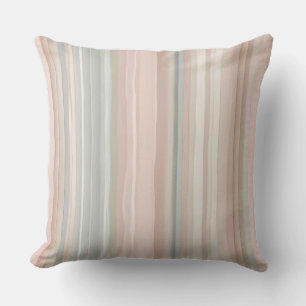Girly Pink and Mint Modern Coastal Stripe Throw Pillow