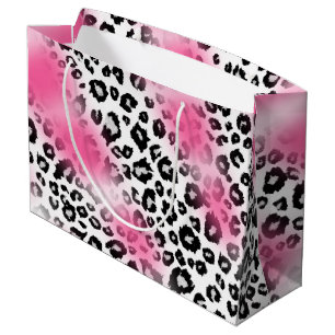 Girly Pink and Snow Leopard Mesh Large Gift Bag