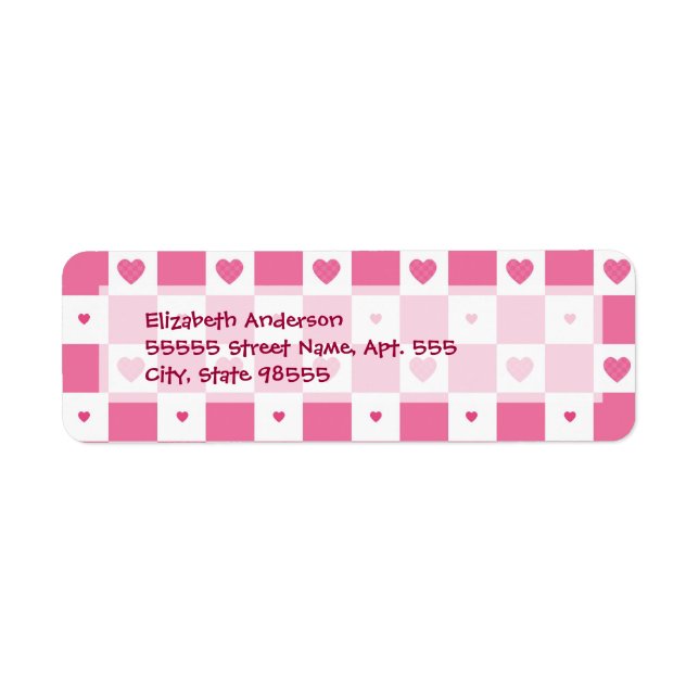 Girly Pink and White Chequerboard Hearts (Front)