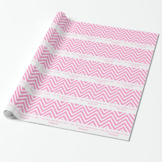 Girly Pink and White Chevron | Personalized Wrapping Paper