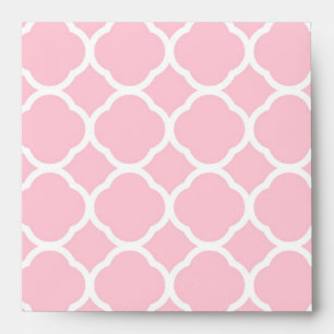Girly Pink and White Quatrefoil Pattern Envelopes