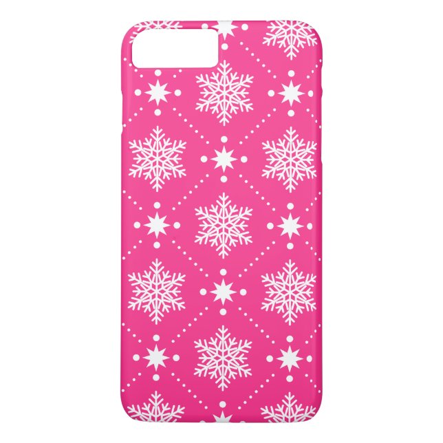 Girly Pink and White Snowflakes Christmas Pattern Case-Mate iPhone Case (Back)