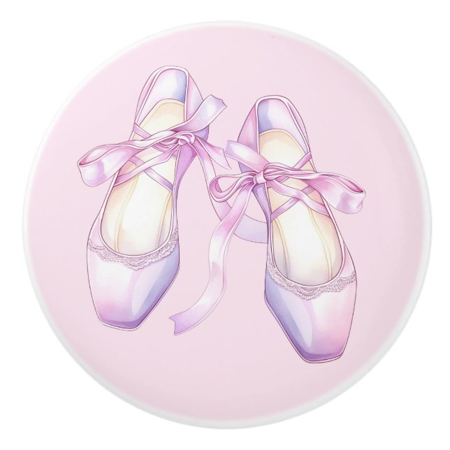 Girly Pink Ballet Shoes Ceramic Knob (Front)