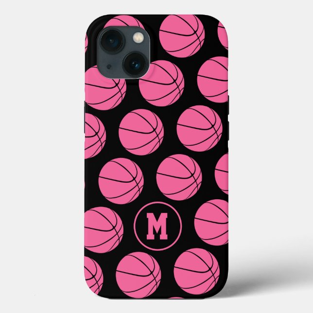 girly pink basketballs pattern monogrammed Case-Mate iPhone case (Back)